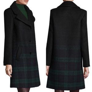 ZAC Zac Posen Black and Green Plaid Coat